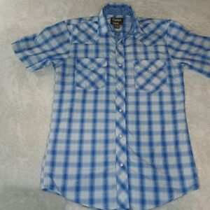 Cowboy Legend Men's Casual Blue Checkered Shirt